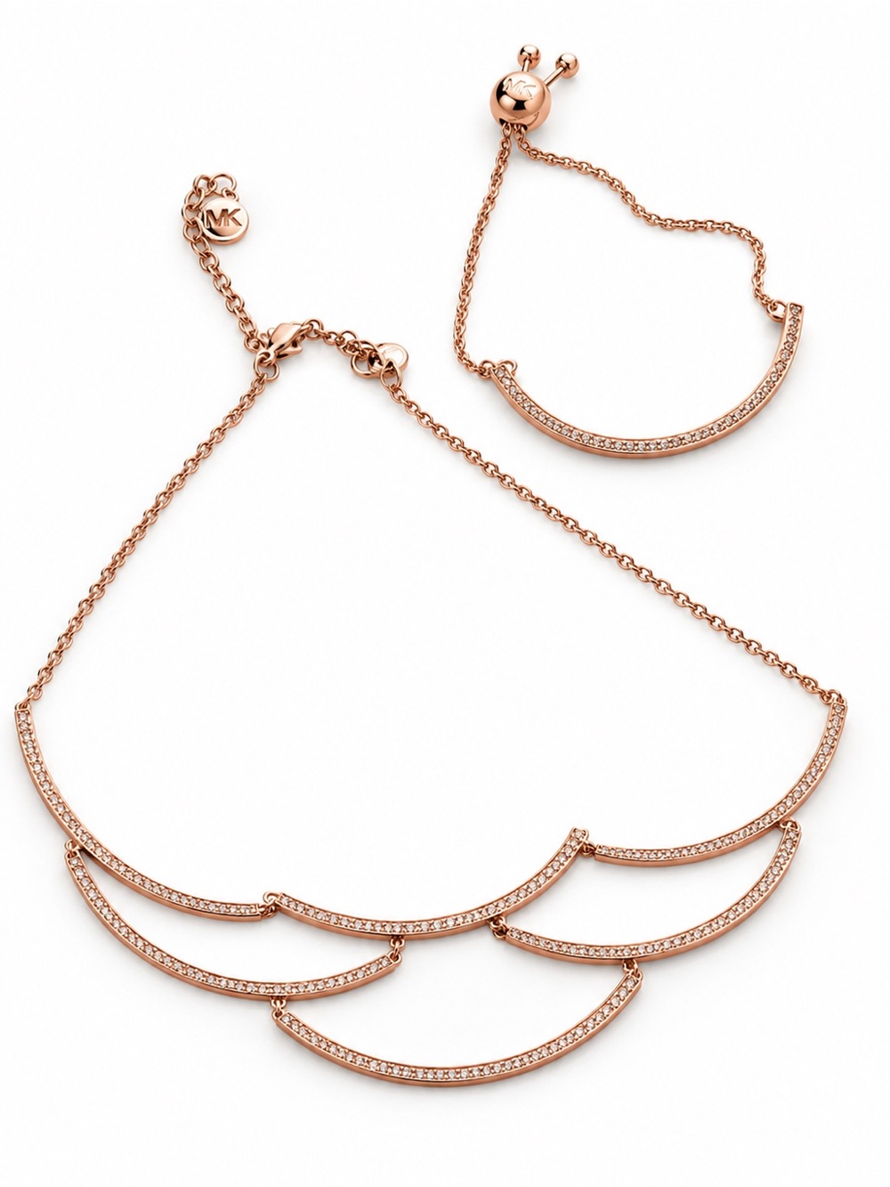 Michael Kors Rose Gold-Tone Layered Crescent Necklace Set